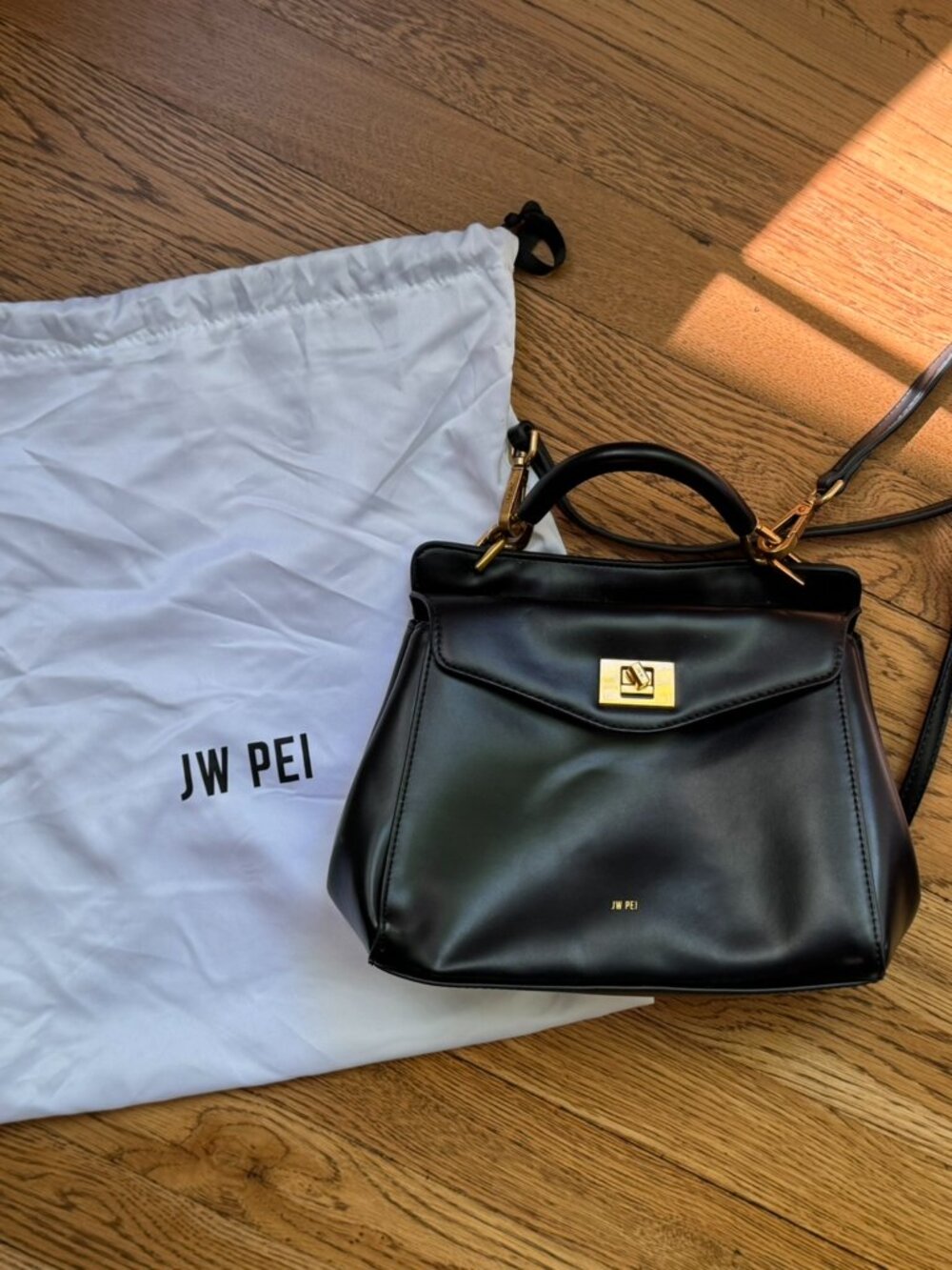 JW Pei Lucia Classic Top Small Satchel Bag - Black